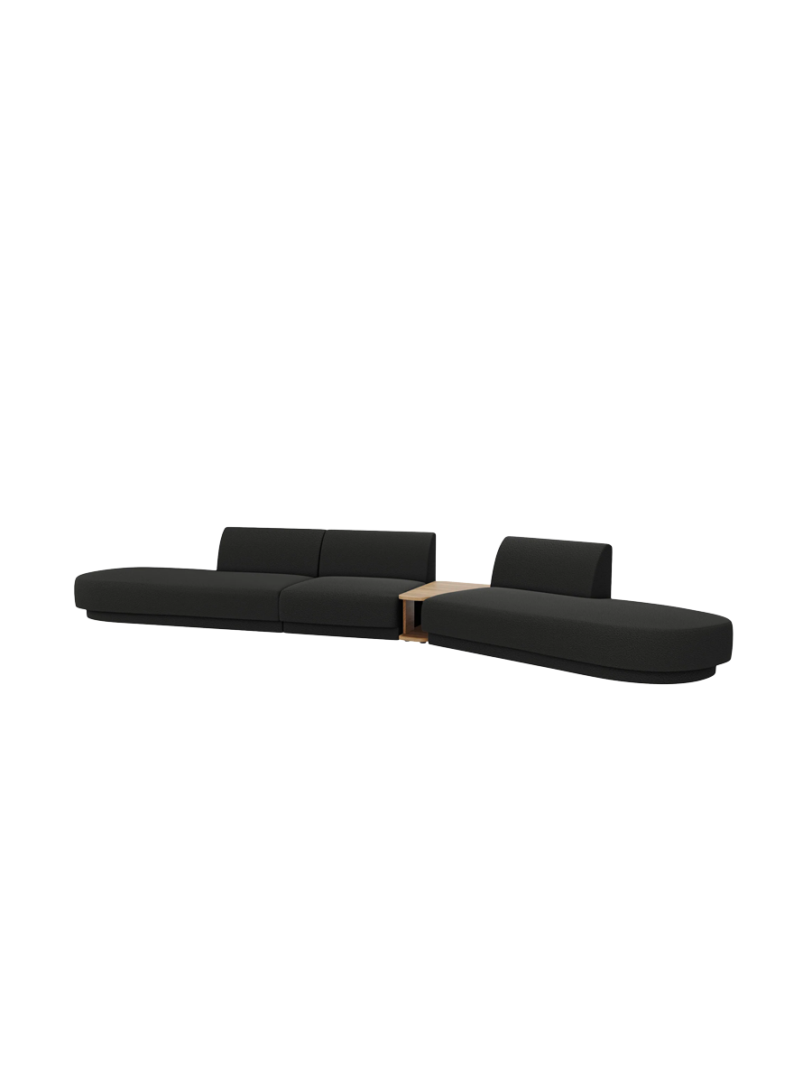 
Canapé modulaire « Miley » avec table d'appoint (5 places) - Bouclé Noir / Côté arrondi droit