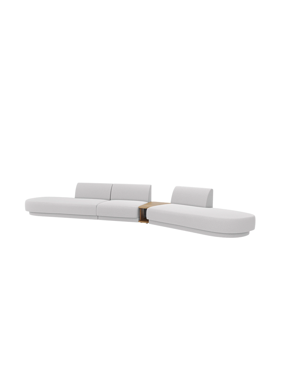 
Canapé modulaire « Miley » avec table d'appoint (5 places) - Bouclé Gris Clair / Côté arrondi droit