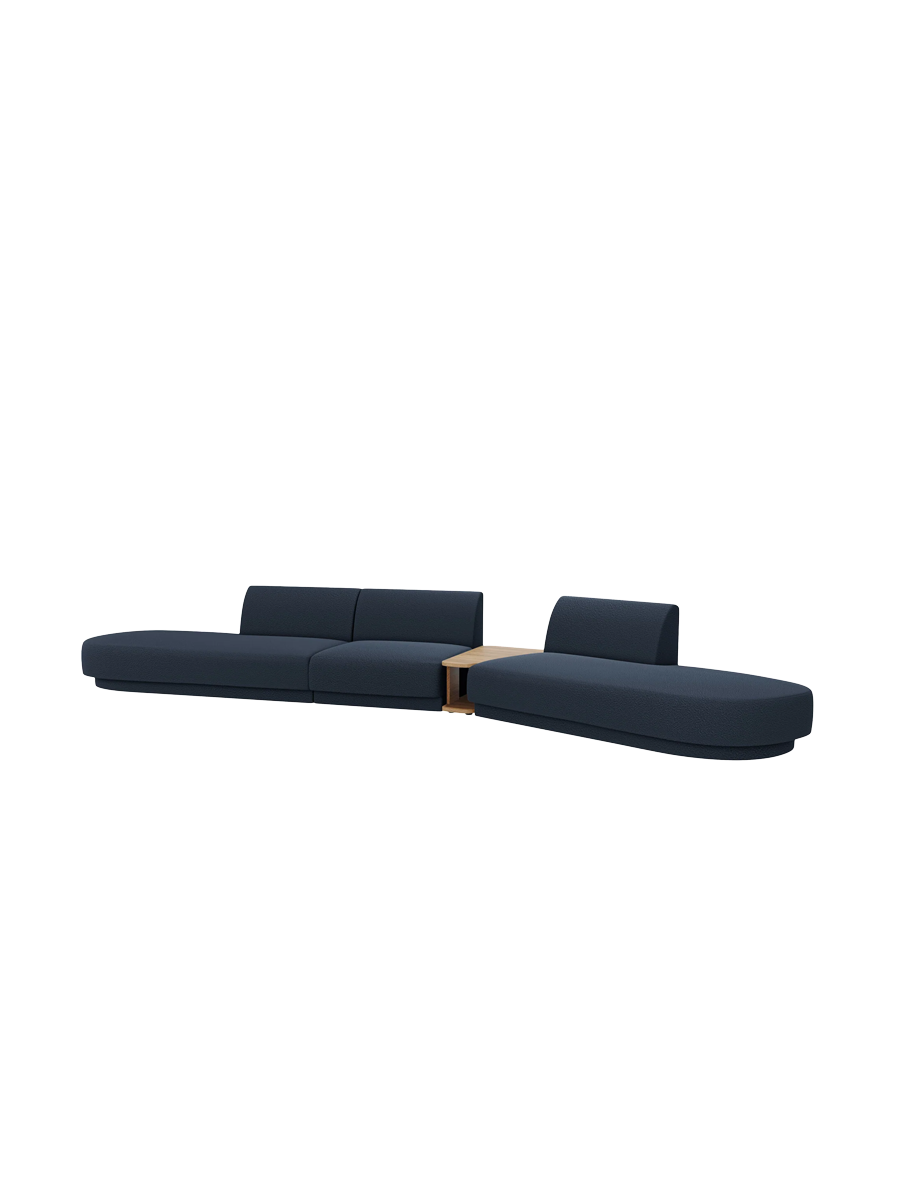 
Canapé modulaire « Miley » avec table d'appoint (5 places) - Bouclé bleu foncé / Côté arrondi droit