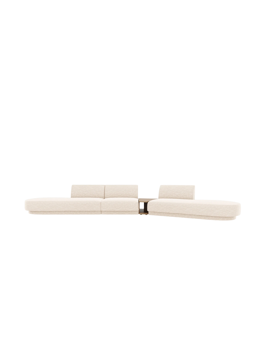 
Canapé modulaire « Miley » avec table d'appoint (5 places) - Chenille Beige Clair / Côté arrondi droit