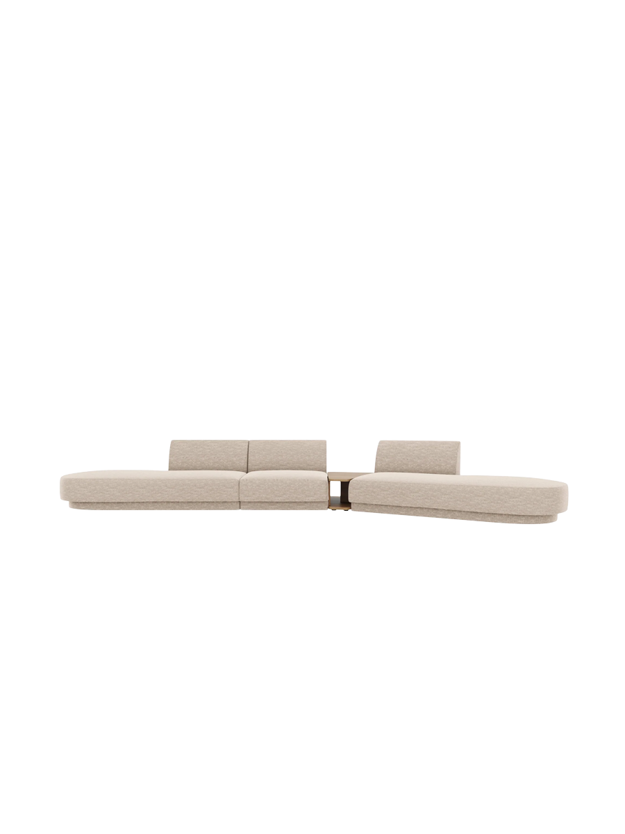 
Canapé modulaire « Miley » avec table d'appoint (5 places) - Chenille beige / Côté arrondi droit