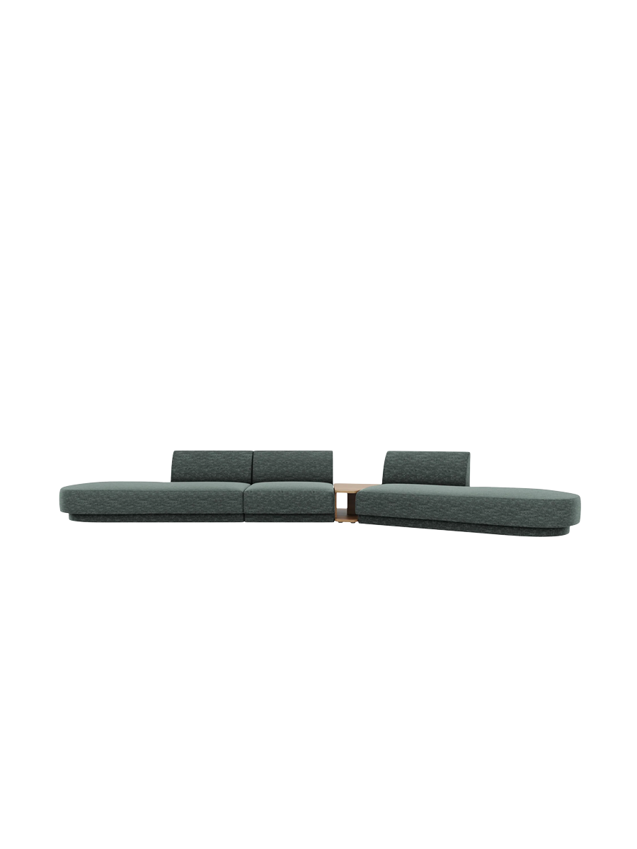 
Canapé modulaire « Miley » avec table d'appoint (5 places) - Chenille Pétrole / Côté arrondi droit