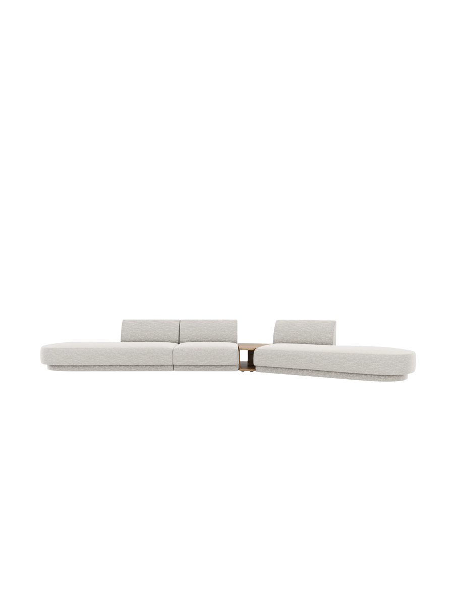
Canapé modulaire « Miley » avec table d'appoint (5 places) - Chenille Gris clair / Côté arrondi droit