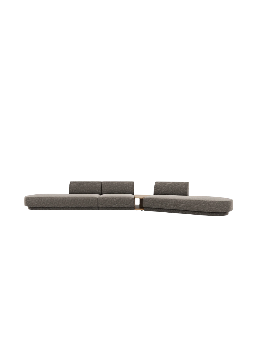 
Canapé modulaire « Miley » avec table d'appoint (5 places) - Chenille grise / Côté arrondi droit