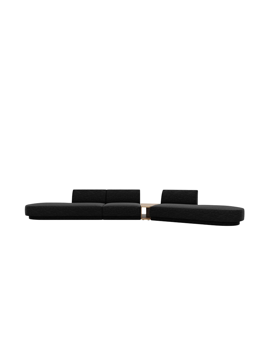 
Canapé modulaire « Miley » avec table d'appoint (5 places) - Chenille noire / Côté arrondi droit