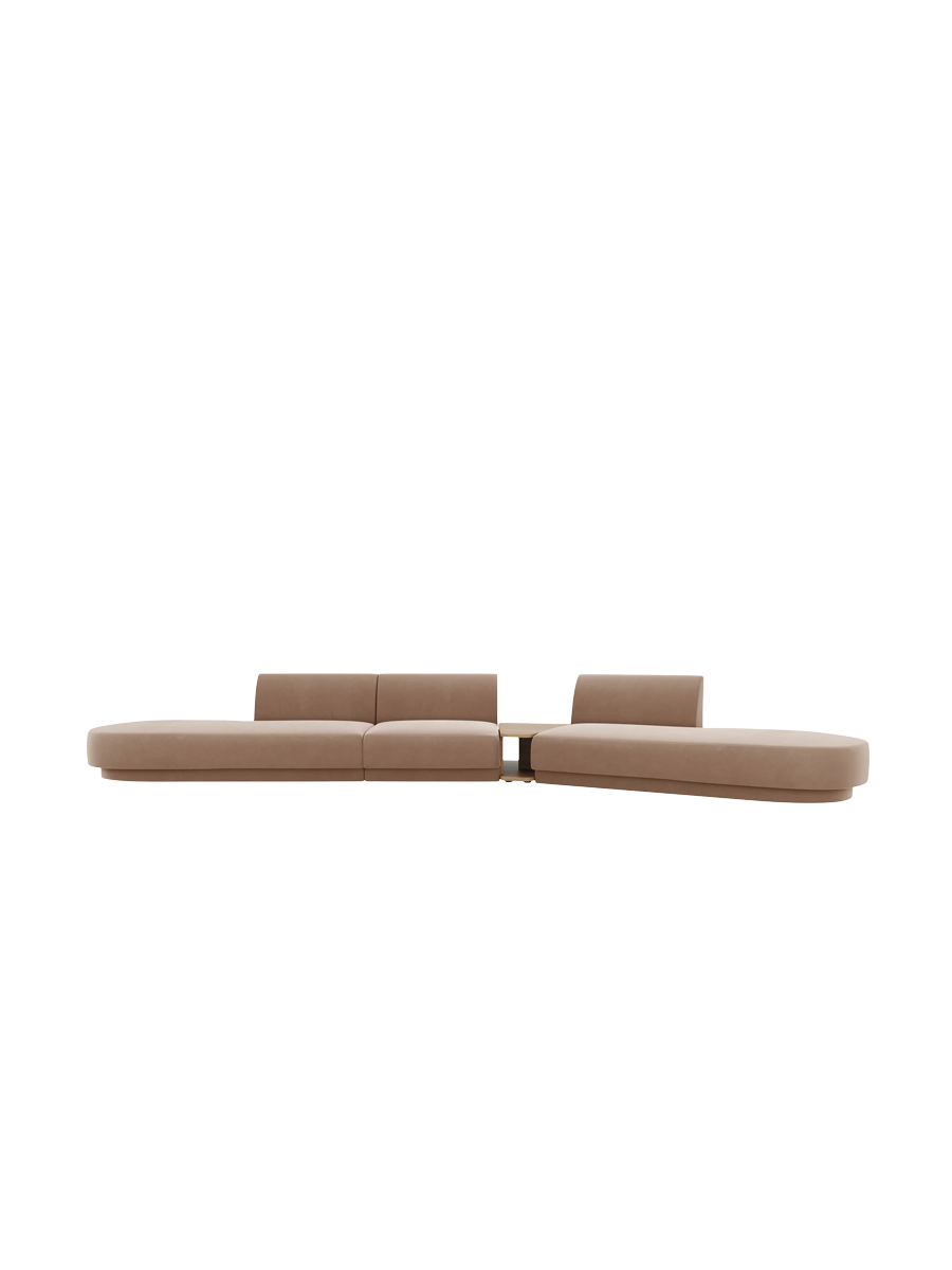 
Canapé modulaire « Miley » avec table d'appoint (5 places) - Cappuccino velouté / Côté arrondi droit