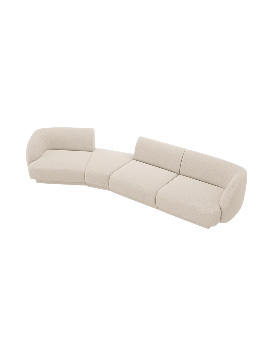 
Modulares Design Sofa „Miley“ mit abgerundeter Form (6-Sitzer) - Bouclé Beige / Abgerundete Seite links