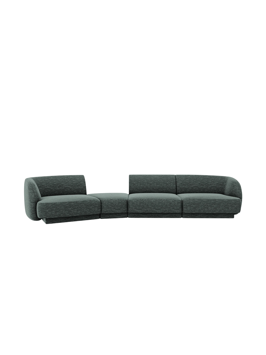 
Modulares Design Sofa „Miley“ mit abgerundeter Form (6-Sitzer) - Chenille Petrol / Abgerundete Seite links