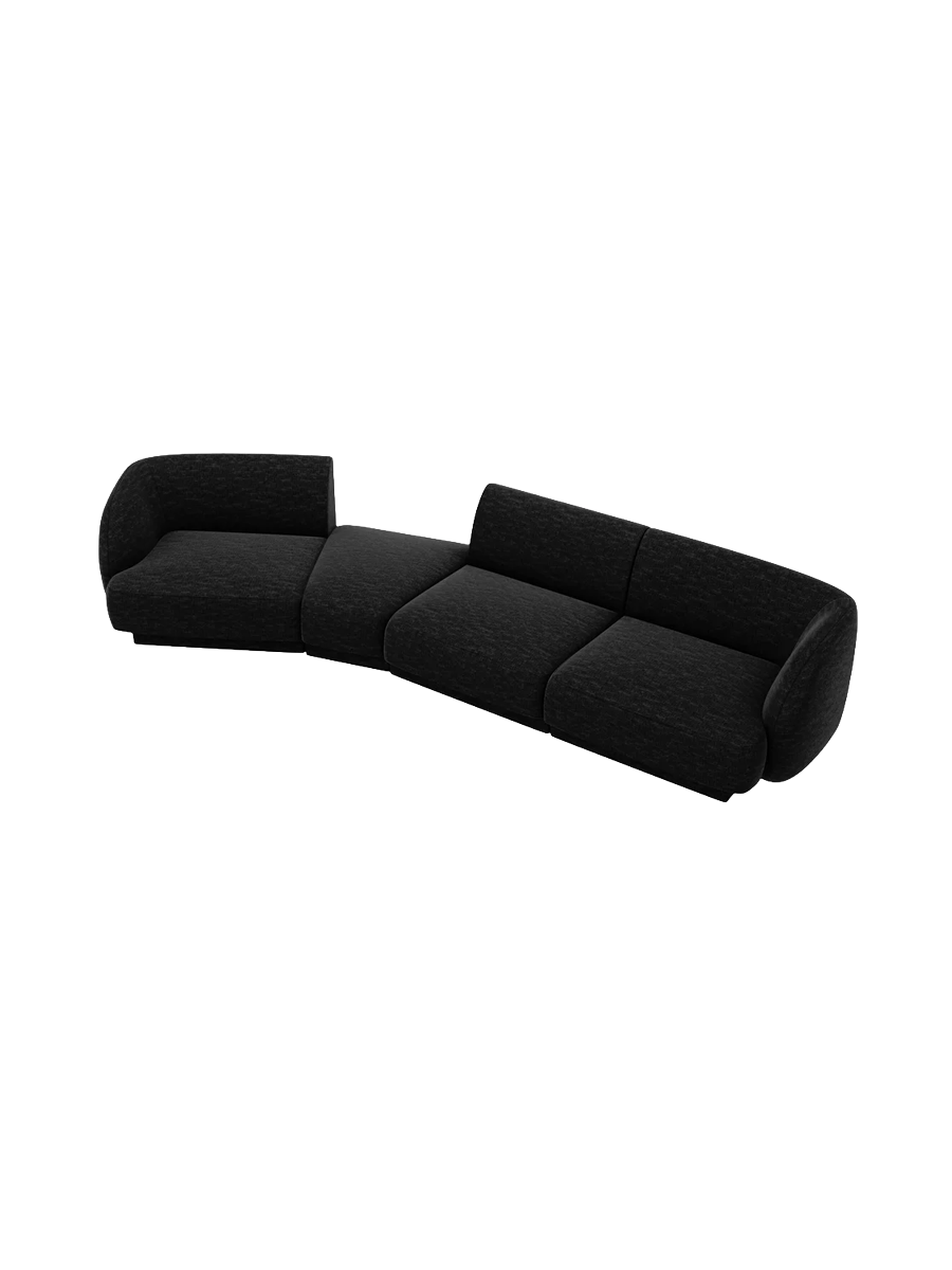 
Modulares Design Sofa „Miley“ mit abgerundeter Form (6-Sitzer) - Chenille Schwarz / Abgerundete Seite links