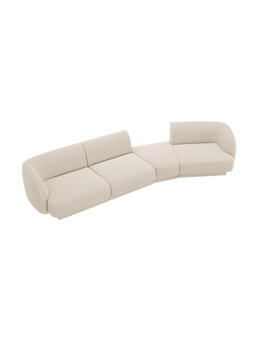 
Modulares Design Sofa „Miley“ mit abgerundeter Form (6-Sitzer) - Bouclé Beige / Abgerundete Seite rechts