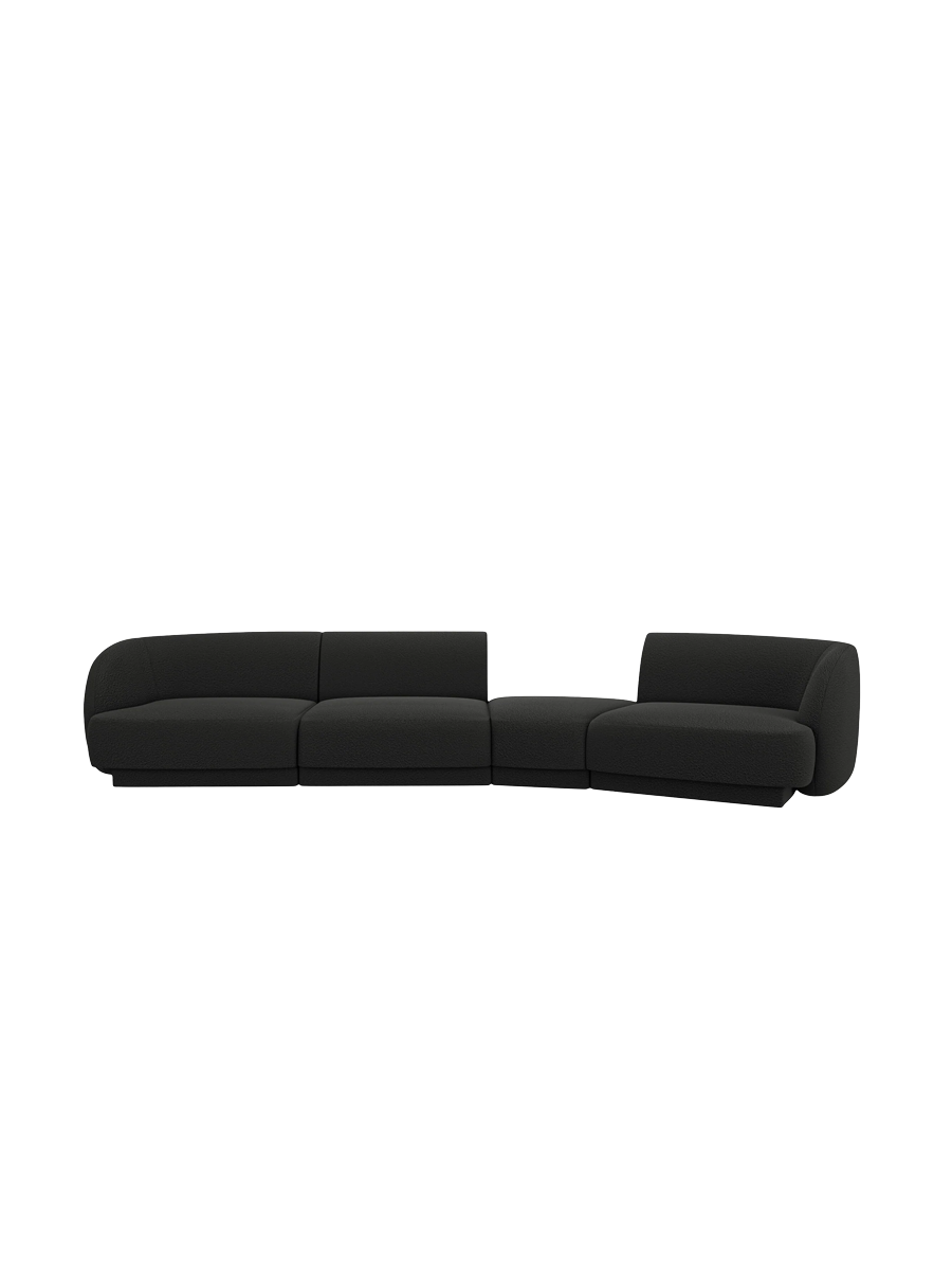 
Modulares Design Sofa „Miley“ mit abgerundeter Form (6-Sitzer) - Bouclé Schwarz / Abgerundete Seite rechts