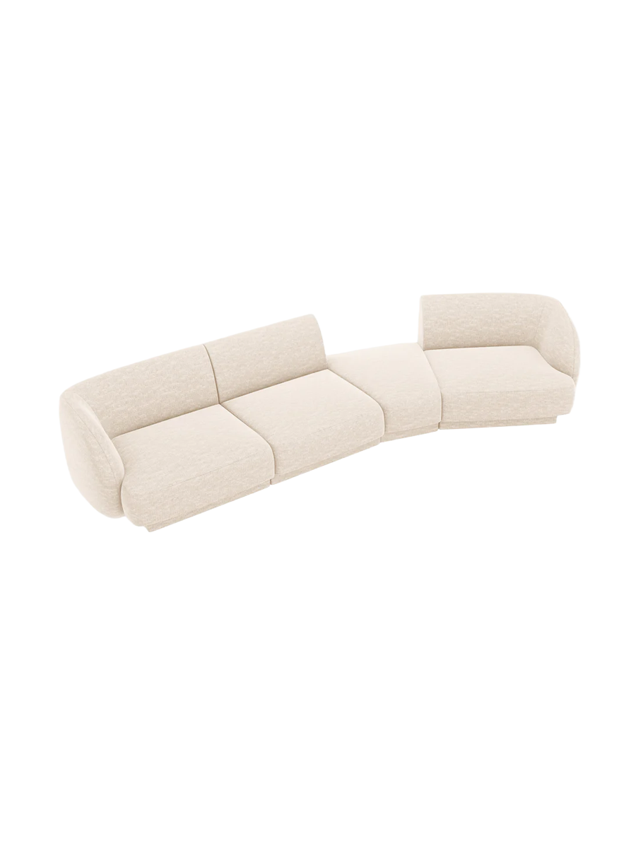
Modulares Design Sofa „Miley“ mit abgerundeter Form (6-Sitzer) - Chenille Light Beige / Abgerundete Seite rechts