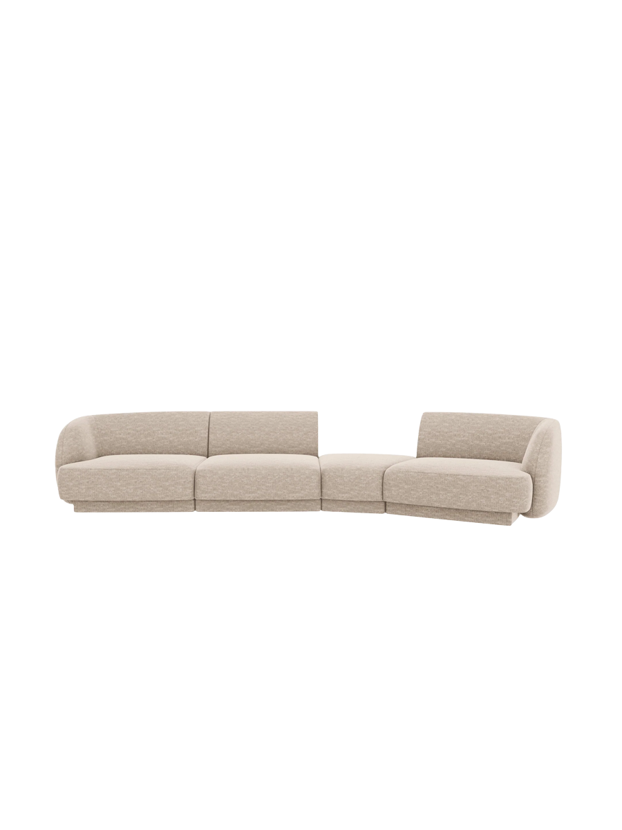 
Modulares Design Sofa „Miley“ mit abgerundeter Form (6-Sitzer) - Chenille Beige / Abgerundete Seite rechts