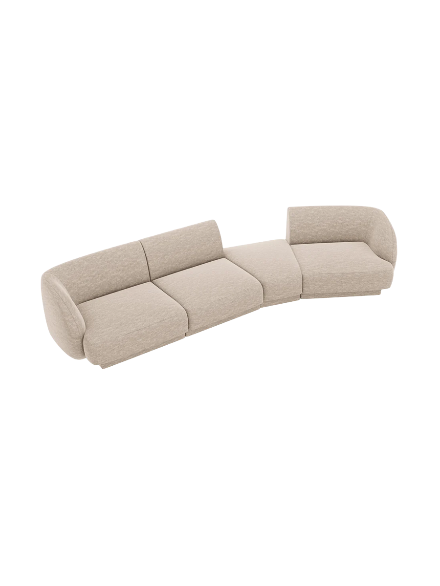 
Modulares Design Sofa „Miley“ mit abgerundeter Form (6-Sitzer) - Chenille Beige / Abgerundete Seite rechts