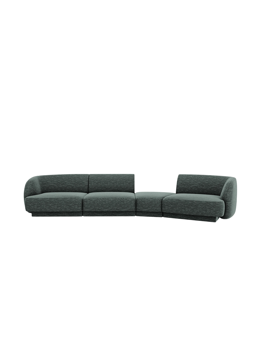 
Modulares Design Sofa „Miley“ mit abgerundeter Form (6-Sitzer) - Chenille Petrol / Abgerundete Seite rechts