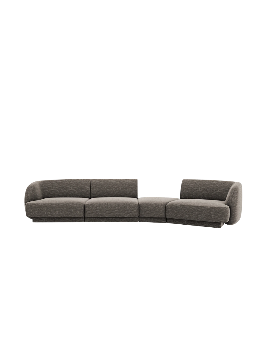 
Modulares Design Sofa „Miley“ mit abgerundeter Form (6-Sitzer) - Chenille Grau / Abgerundete Seite rechts