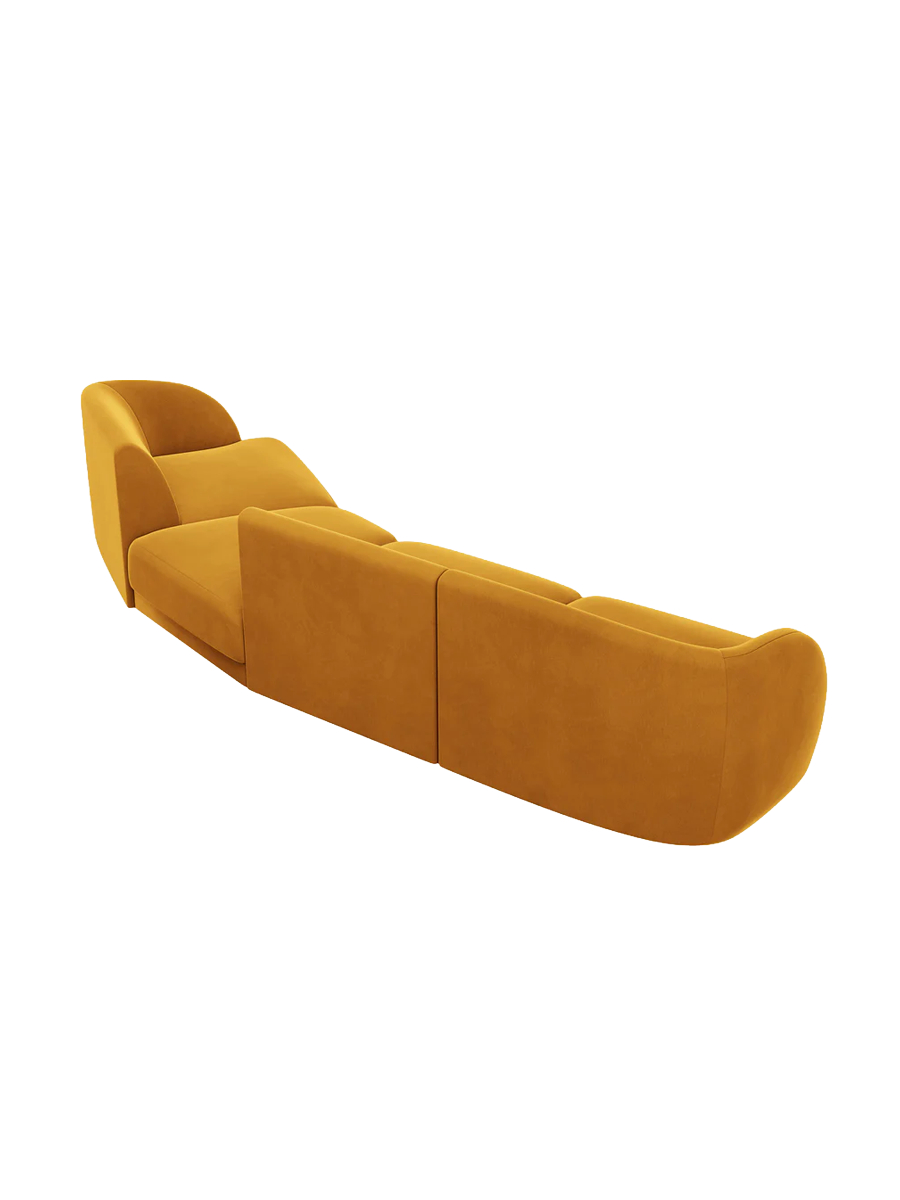 
Modulares Design Sofa „Miley“ mit abgerundeter Form (6-Sitzer) - Samt Senfgelb / Abgerundete Seite rechts