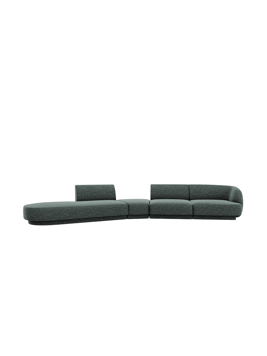 
Canapé modulaire « Miley » aux formes arrondies (7 places) - Chenille Pétrole / Ottomane à gauche