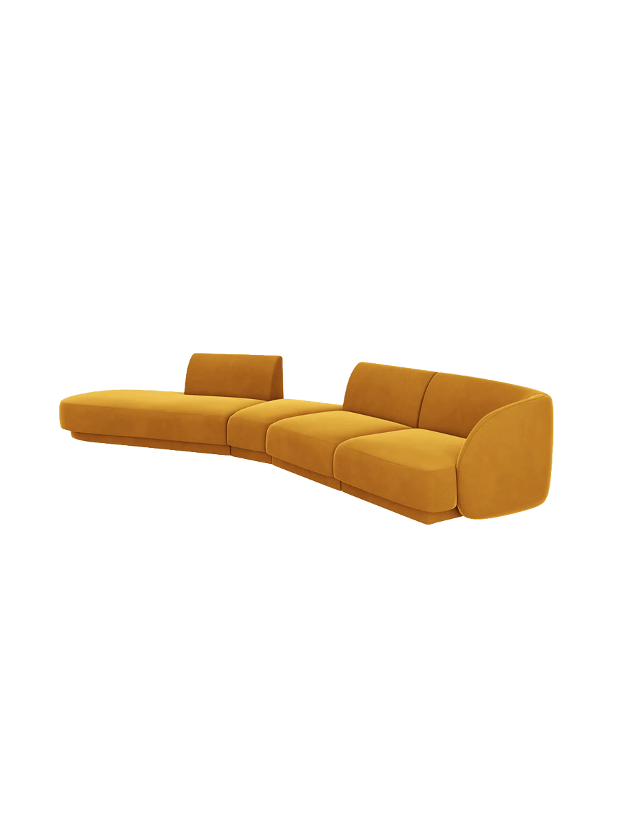 
Modular Sofa "Miley" with Rounded Shape (7-Seater) - Velvet Mustard Yellow / Ottoman left