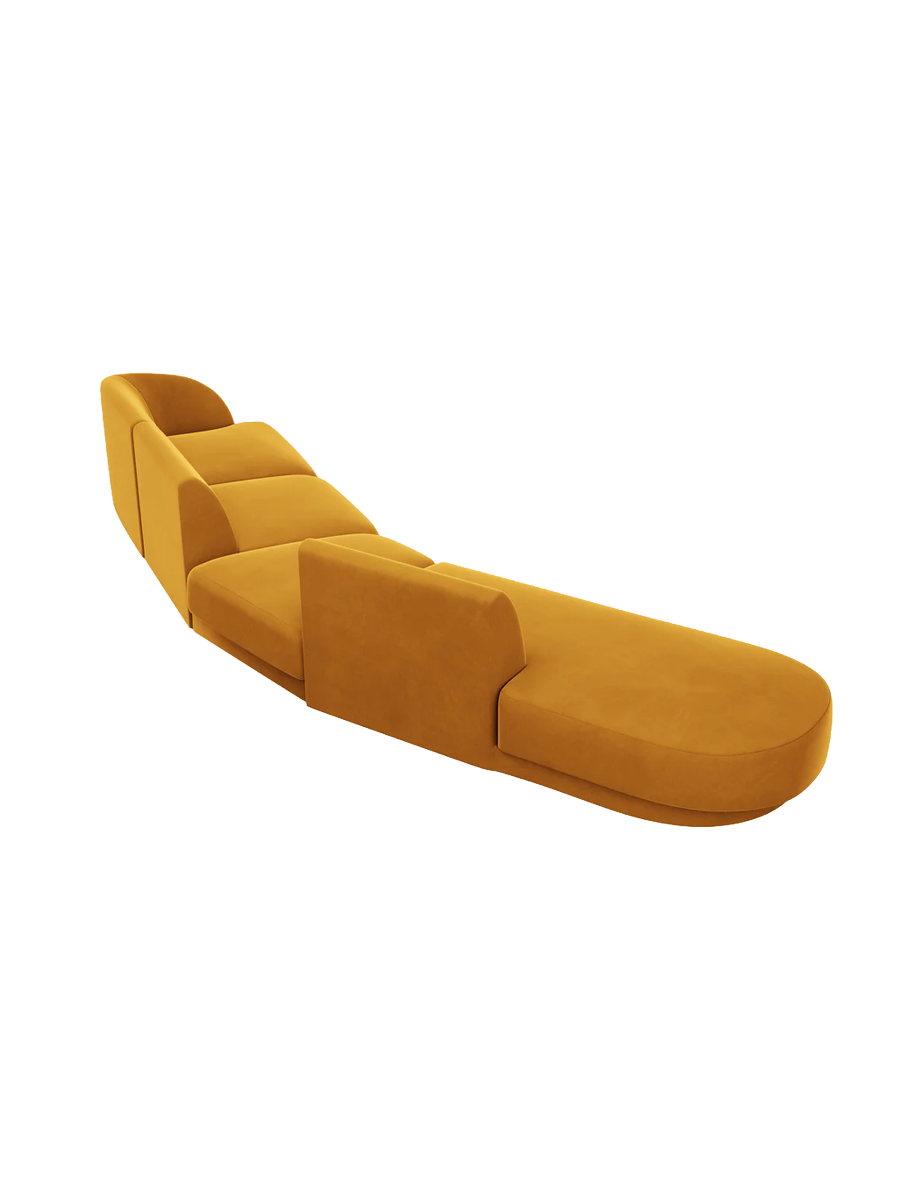 
Modular Sofa "Miley" with Rounded Shape (7-Seater) - Velvet Mustard Yellow / Ottoman left