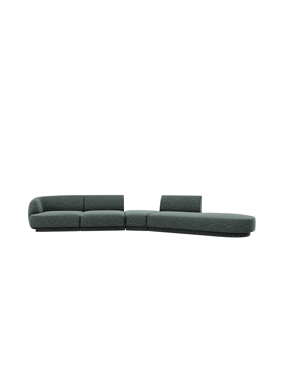 
Canapé modulaire « Miley » aux formes arrondies (7 places) - Chenille Pétrole / Ottomane à droite