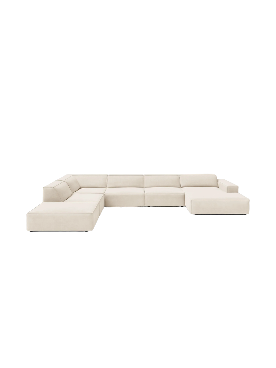 
Large 7-Seater Designer Panorama Sofa "Jodie" - Velvet Cover Soft Beige / Long side left