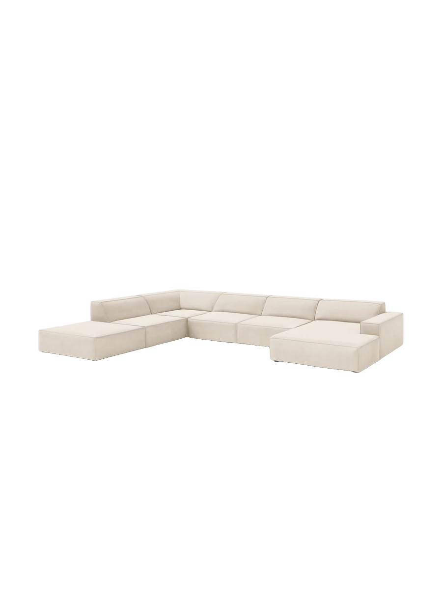 
Large 7-Seater Designer Panorama Sofa "Jodie" - Velvet Cover Soft Beige / Long side left