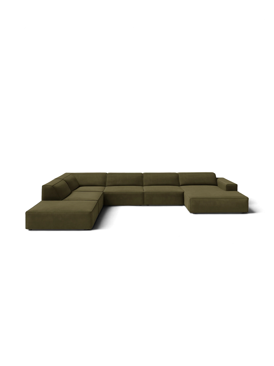 
Large 7-Seater Designer Panorama Sofa "Jodie" - Velvet Cover Soft Beige / Long side left