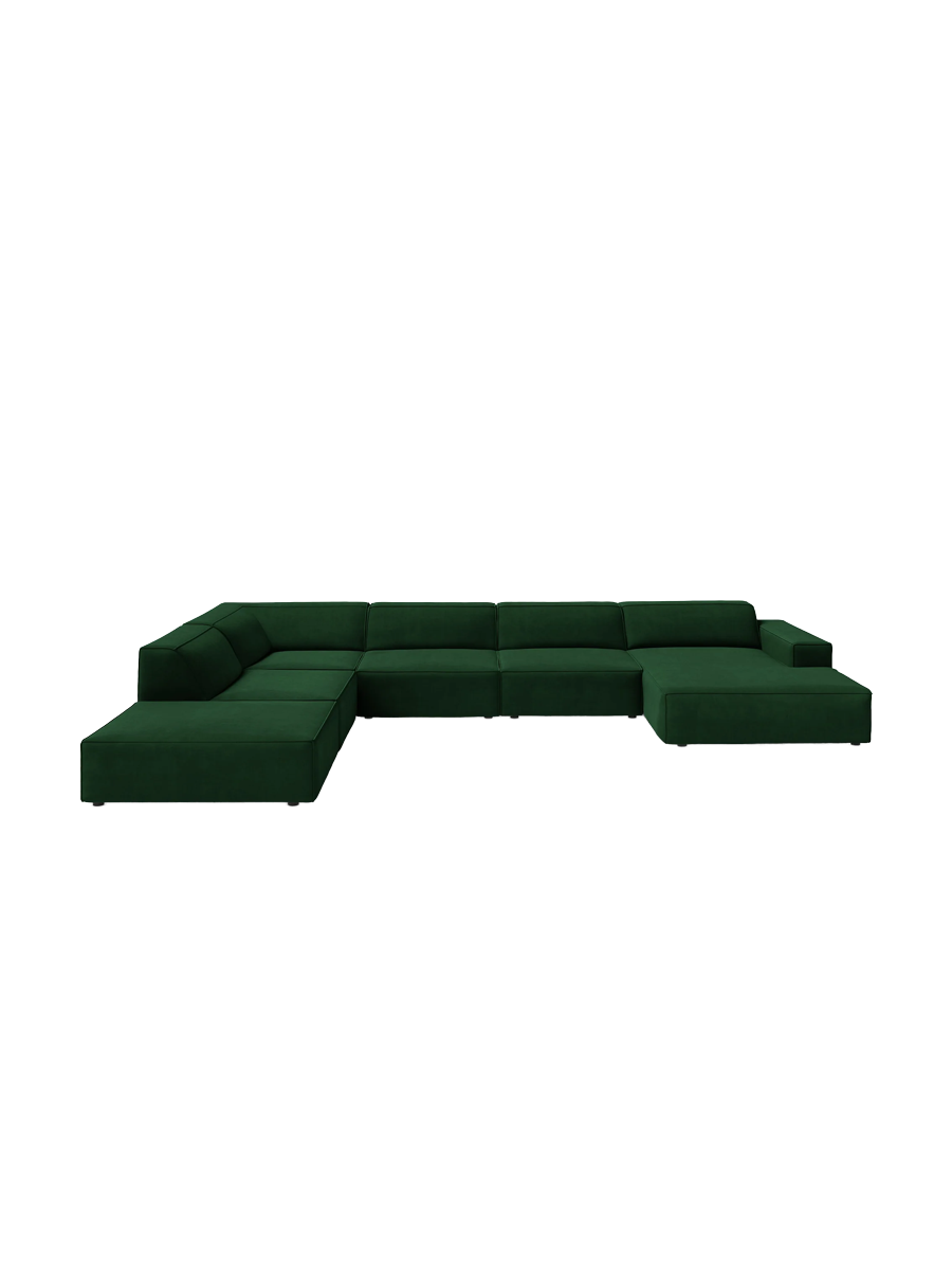 
Large 7-Seater Designer Panorama Sofa "Jodie" - Velvet Cover Emerald Green / Long side left