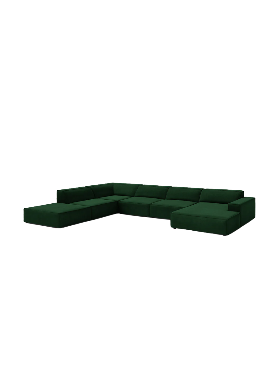 
Large 7-Seater Designer Panorama Sofa "Jodie" - Velvet Cover Emerald Green / Long side left