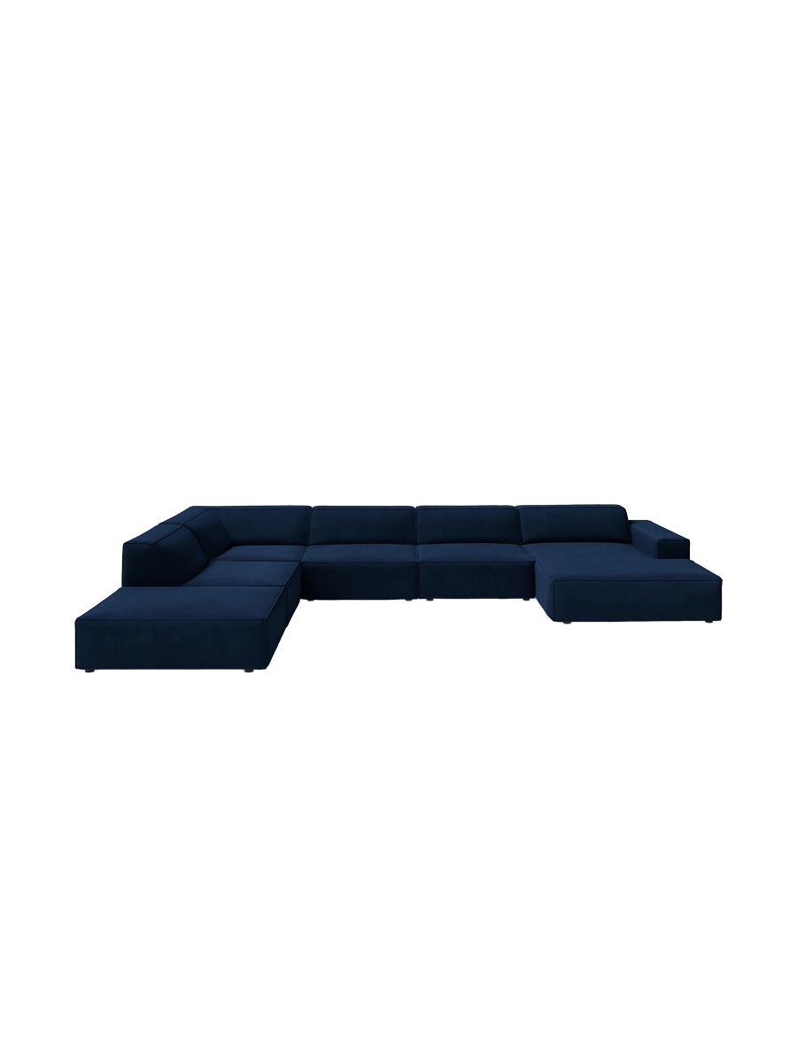 
Large 7-Seater Designer Panorama Sofa "Jodie" - Velvet cover royal blue / Long side left