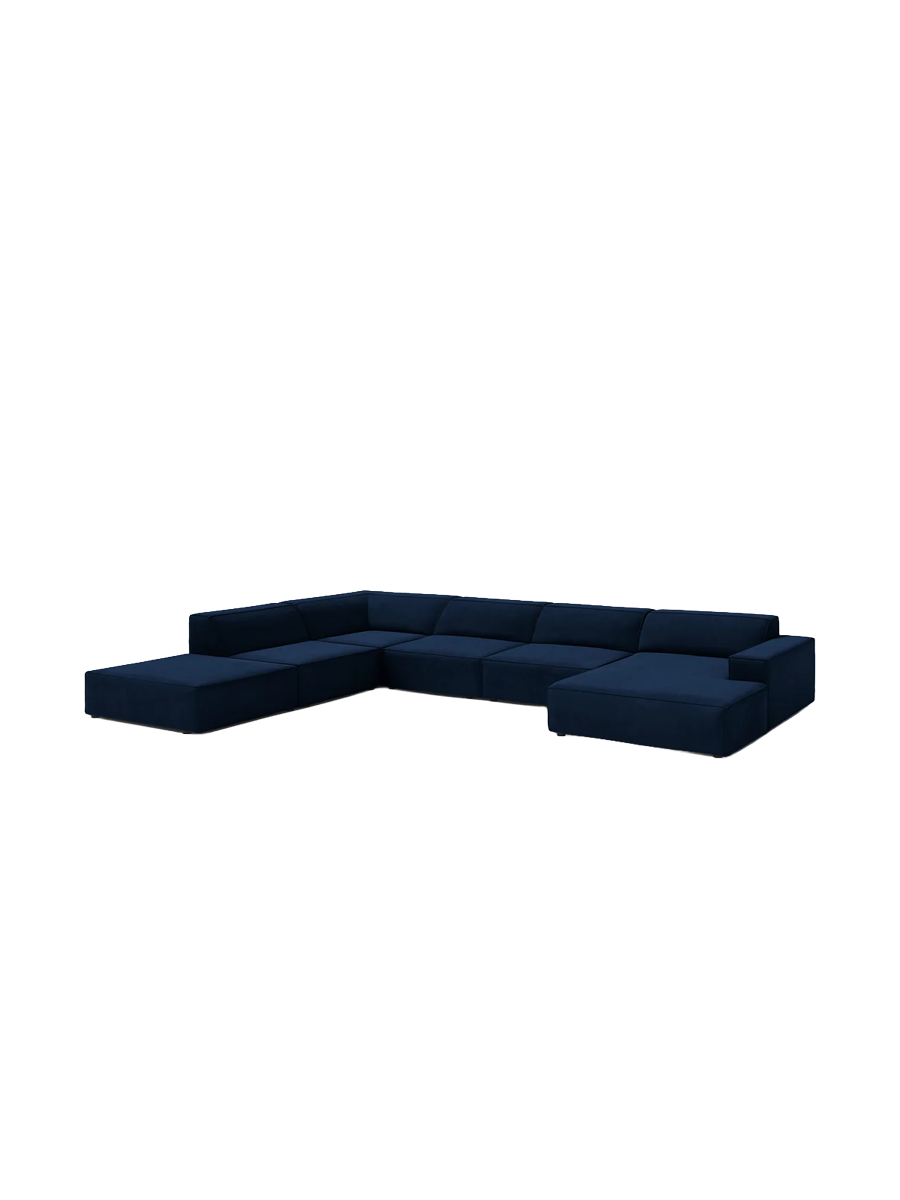 
Large 7-Seater Designer Panorama Sofa "Jodie" - Velvet cover royal blue / Long side left