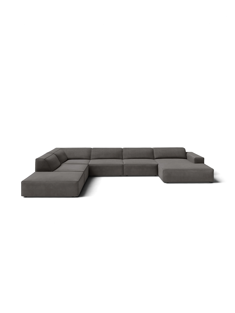 
Large 7-Seater Designer Panorama Sofa "Jodie" - Velvet Cover Soft Beige / Long side left