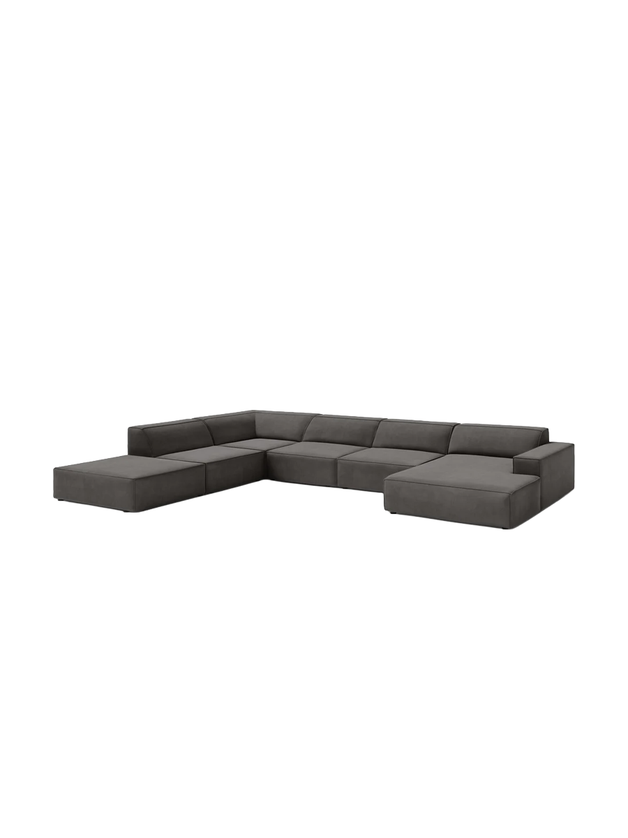 
Large 7-Seater Designer Panorama Sofa "Jodie" - Velvet cover light gray / Long side left