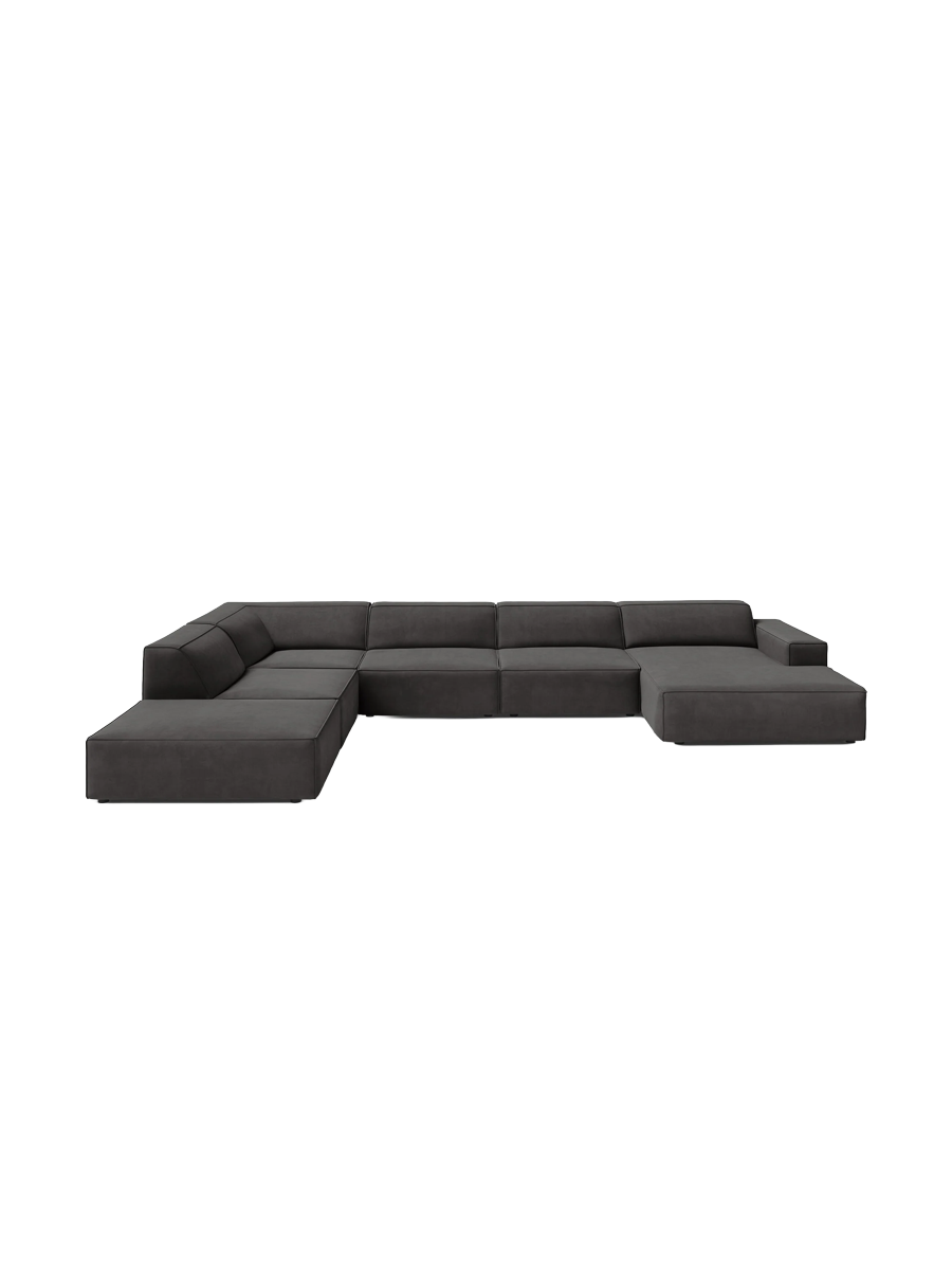
Large 7-Seater Designer Panorama Sofa "Jodie" - Velvet Cover Gray / Long side left