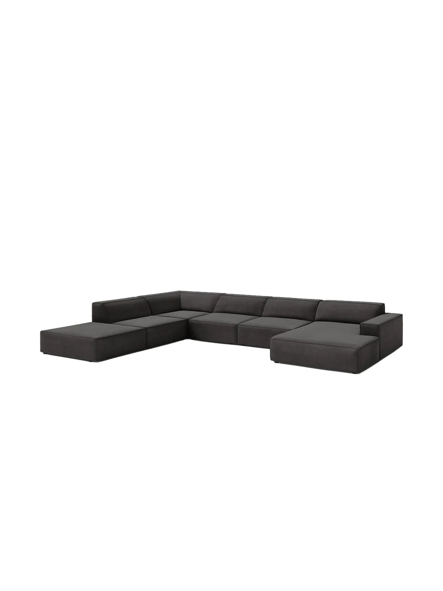 
Large 7-Seater Designer Panorama Sofa "Jodie" - Velvet Cover Gray / Long side left