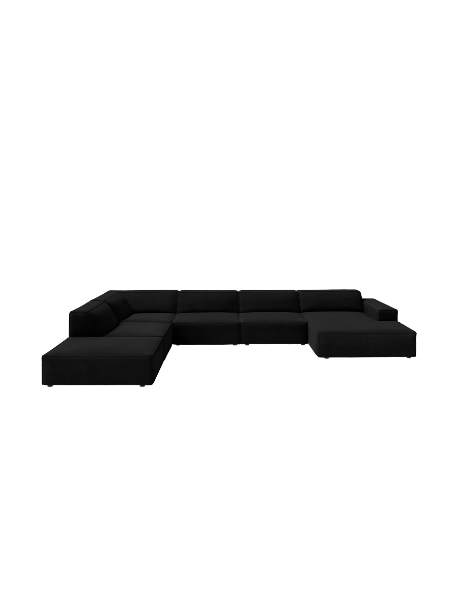 
Large 7-Seater Designer Panorama Sofa "Jodie" - Velvet cover Black / Long side left