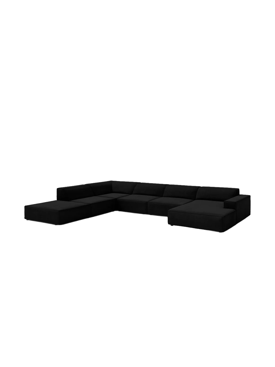 
Large 7-Seater Designer Panorama Sofa "Jodie" - Velvet cover Black / Long side left