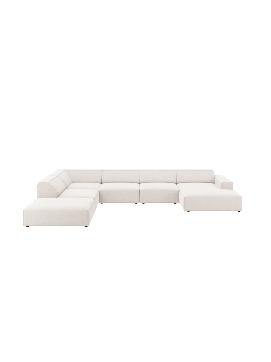 
Large 7-Seater Designer Panorama Sofa "Jodie" - Structured Fabric Soft Beige / Long side left