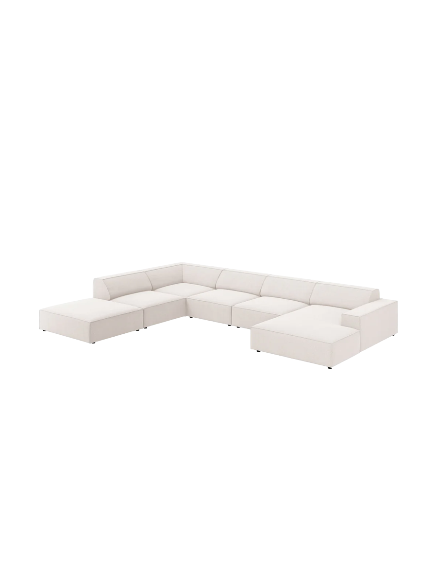 
Large 7-Seater Designer Panorama Sofa "Jodie" - Structured Fabric Soft Beige / Long side left
