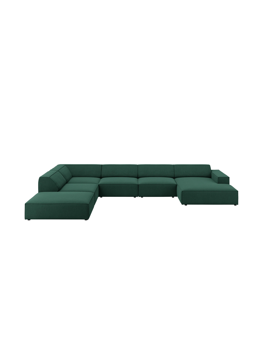 
Large 7-Seater Designer Panorama Sofa "Jodie" - Textured Fabric Green / Long side left