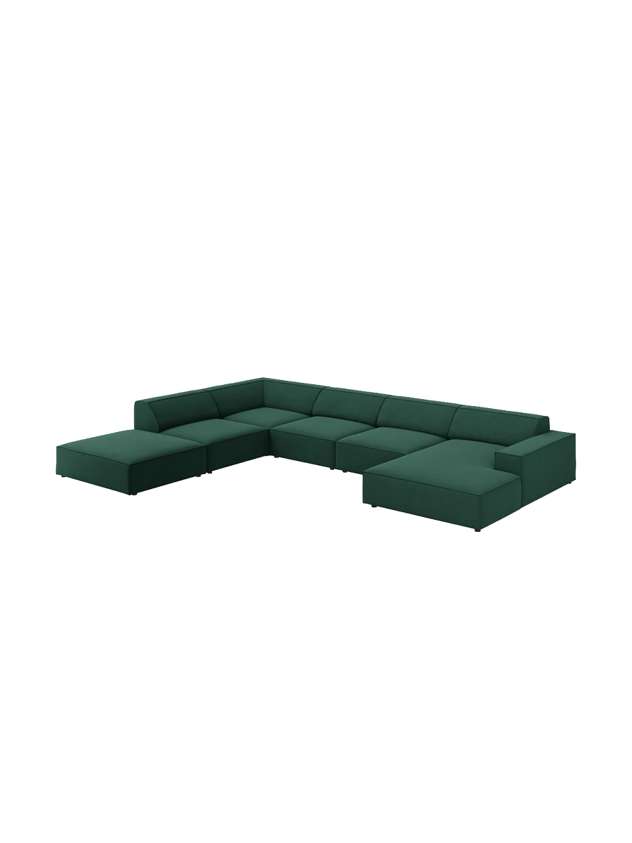 
Large 7-Seater Designer Panorama Sofa "Jodie" - Textured Fabric Green / Long side left