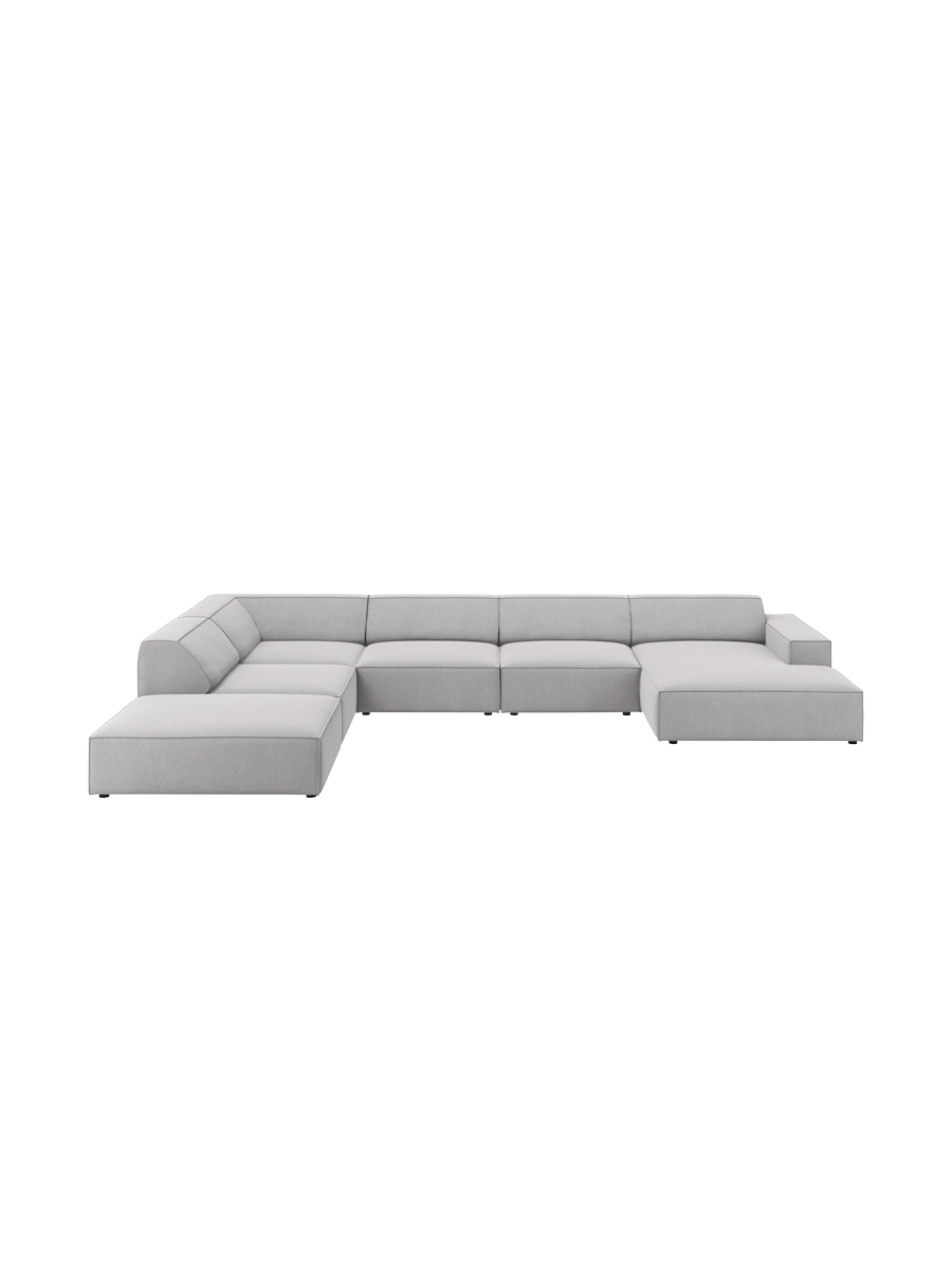 
Large 7-Seater Designer Panorama Sofa "Jodie" - Structural Fabric Light Grey / Long side left