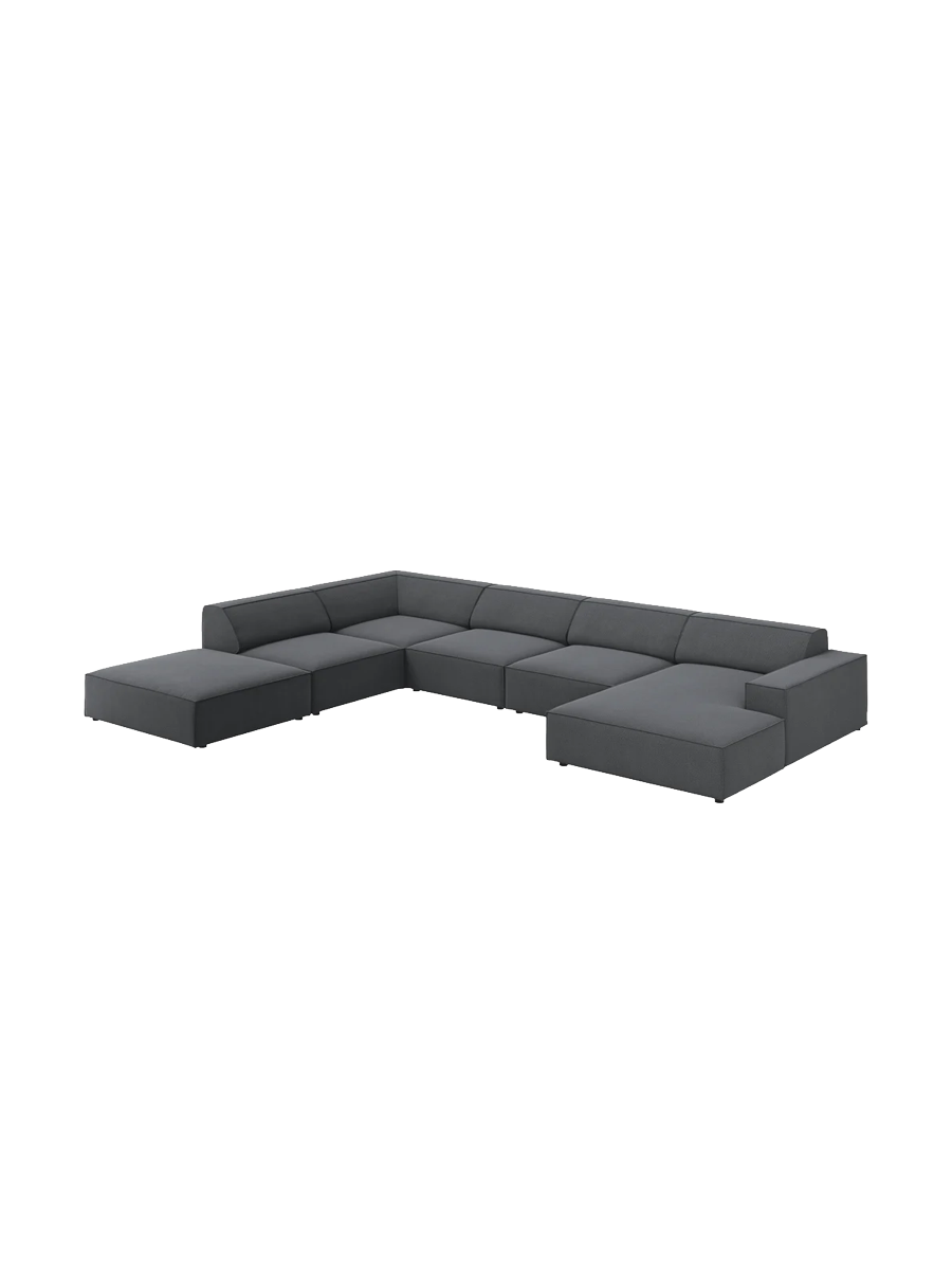 
Large 7-Seater Designer Panorama Sofa "Jodie" - Structured Fabric Dark Grey / Long side left
