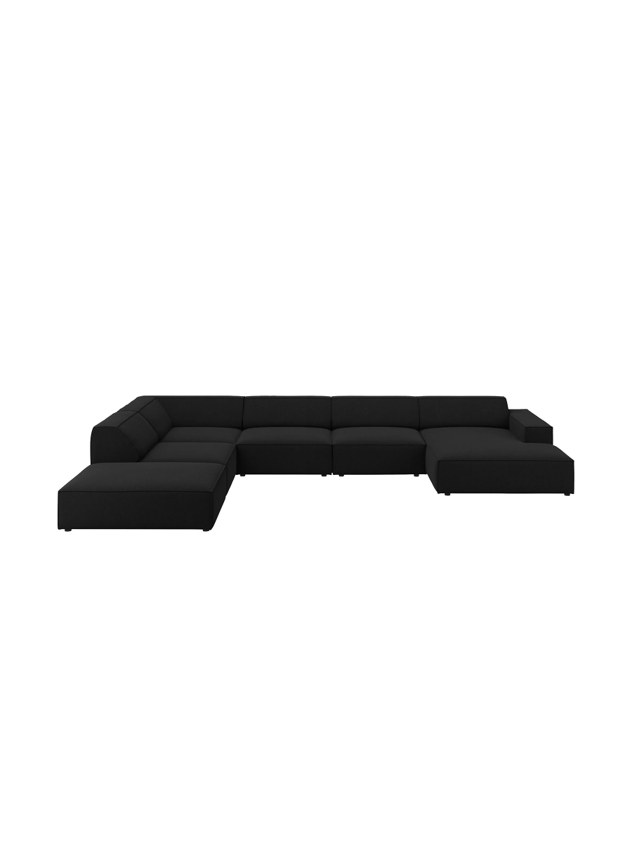 
Large 7-Seater Designer Panorama Sofa "Jodie" - Textured Fabric Black / Long side left