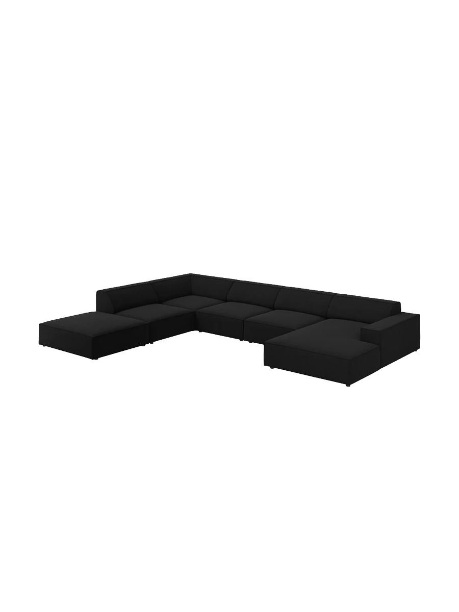 
Large 7-Seater Designer Panorama Sofa "Jodie" - Textured Fabric Black / Long side left
