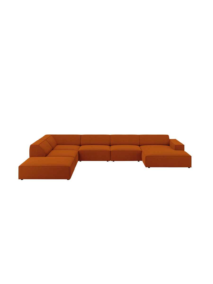 
Large 7-Seater Designer Panorama Sofa "Jodie" - Textured Fabric Terracotta / Long side left