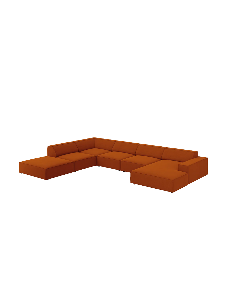 
Large 7-Seater Designer Panorama Sofa "Jodie" - Textured Fabric Terracotta / Long side left