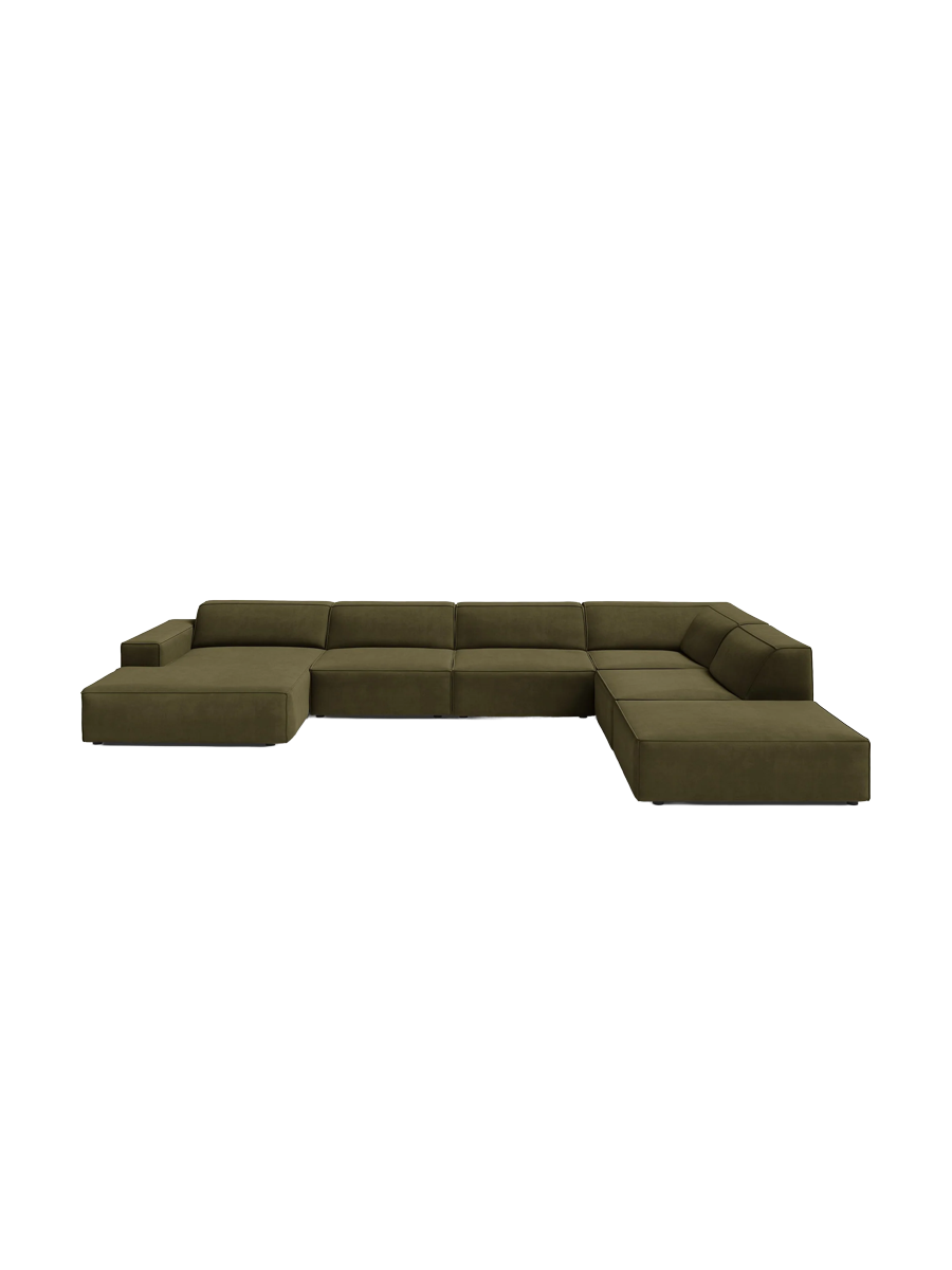 
Large 7-Seater Designer Panorama Sofa "Jodie" - Velvet cover Khaki / Long side right
