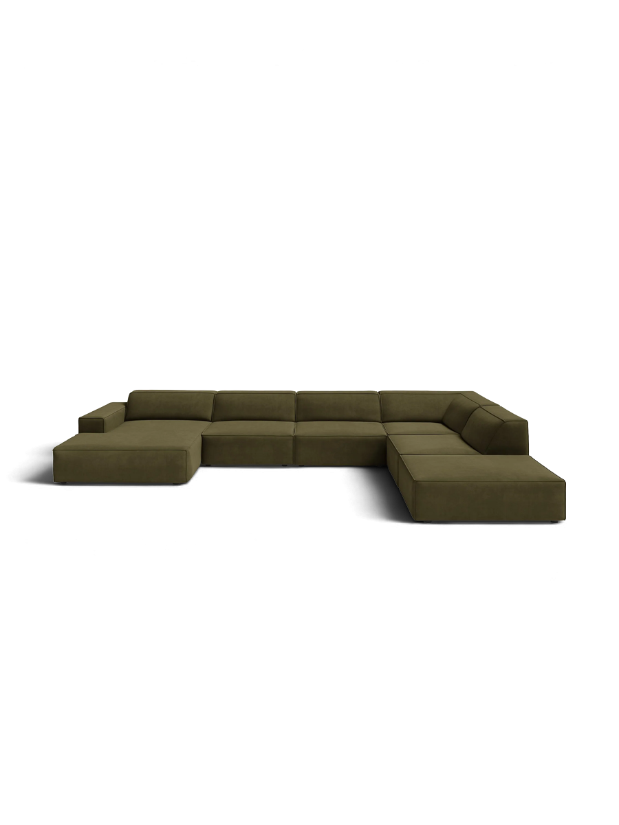 
Large 7-Seater Designer Panorama Sofa "Jodie" - Velvet Cover Soft Beige / Long side left